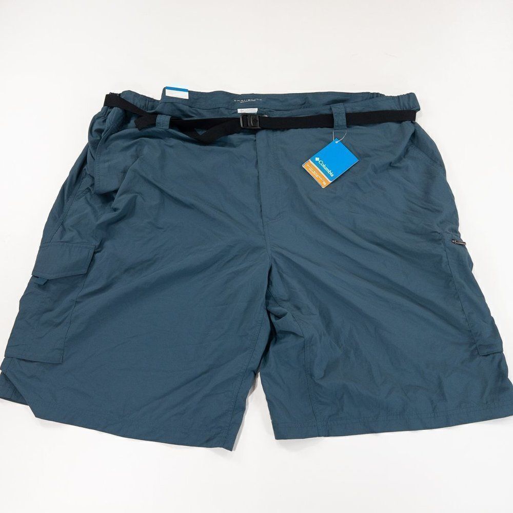 Columbia Silver Ridge Cargo Shorts Mens 53x12 Blue Nylon Belted Outdoor Hiking - Picture 1 of 12